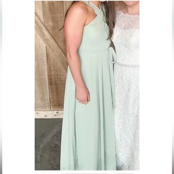 green emerald velvet dress Six Stories Green Twist Back Satin Flower Girl Dress US 4 Womens main image 1